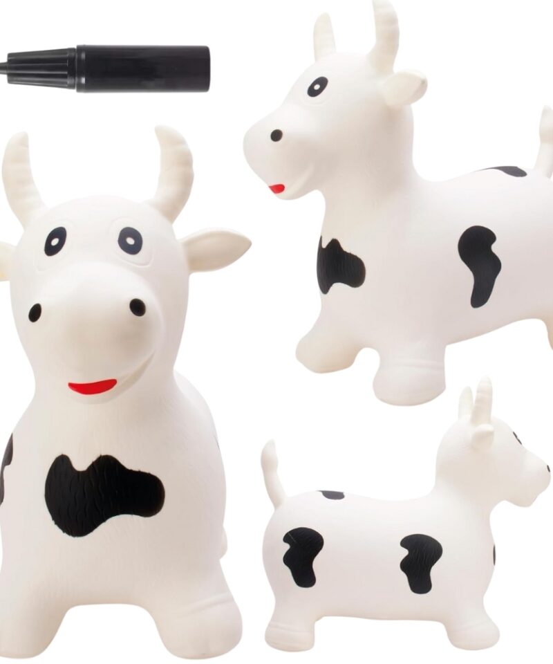 Lõbus hüppeloom musta-valge kirju lehmake