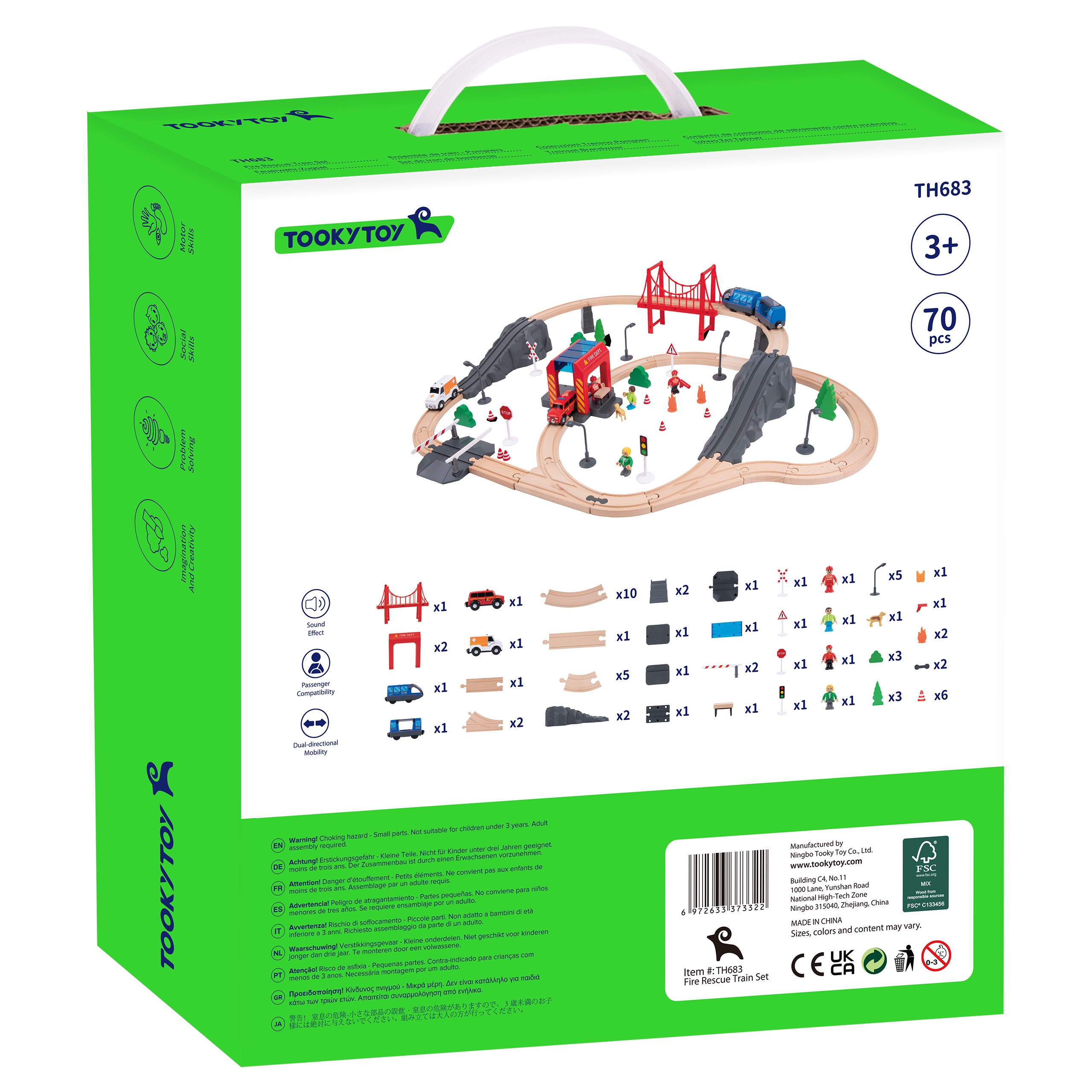 Värvilised figuurid ja sõidukid puidust