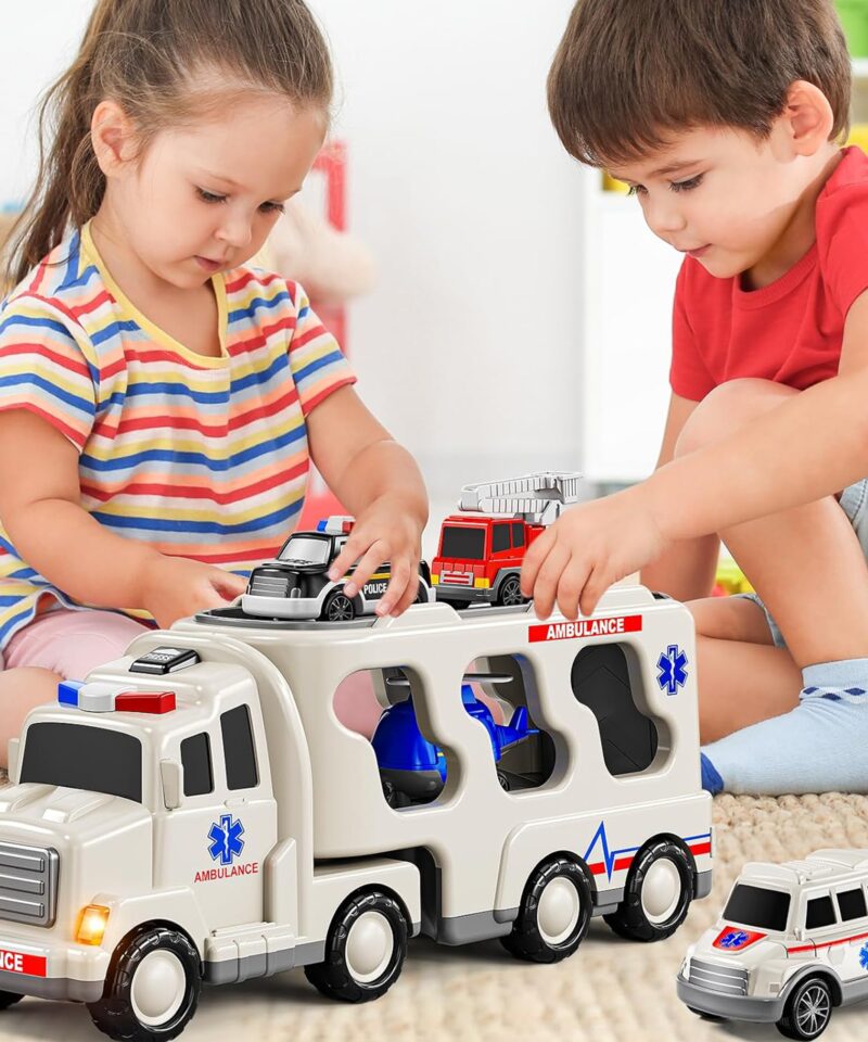 Päästeautode komplekt koos liikuvate osadega