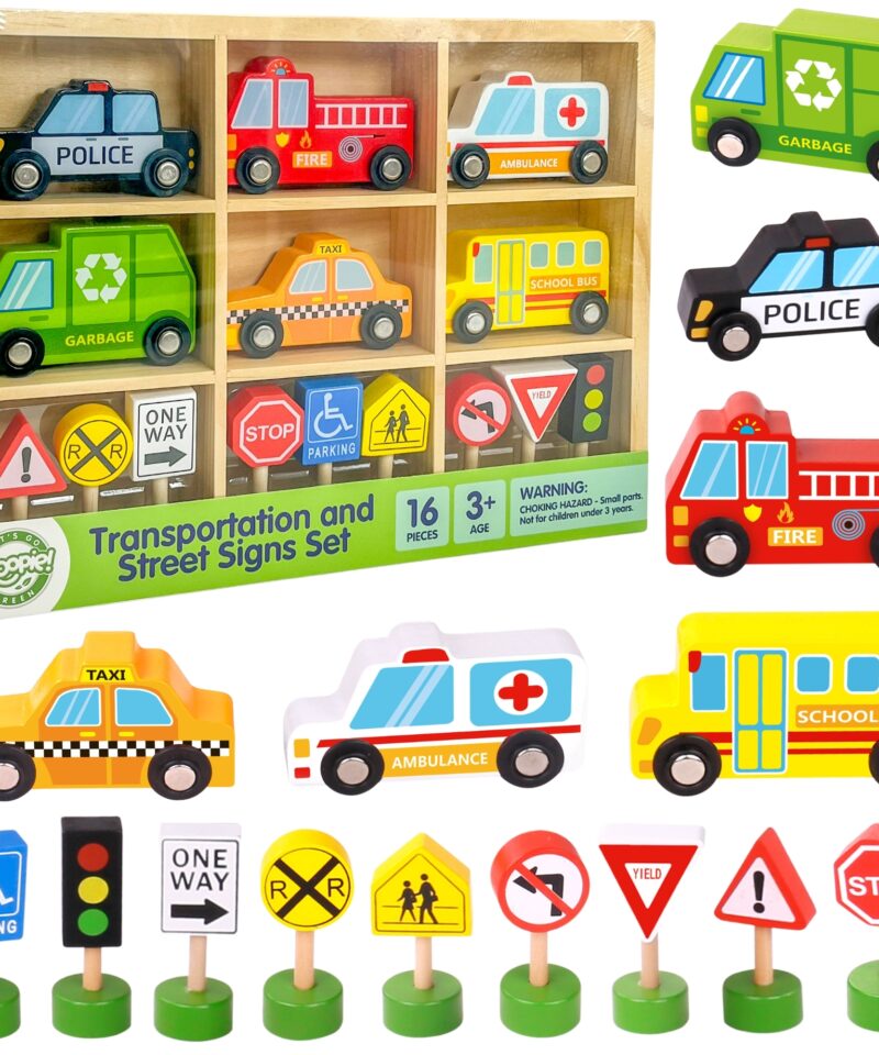 Puidust sõidukite komplekt lastele