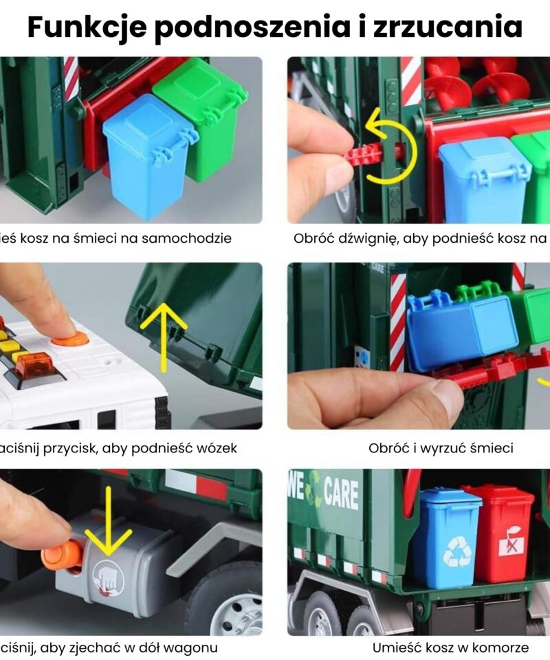 Mängukomplekt värviliste prügikastidega