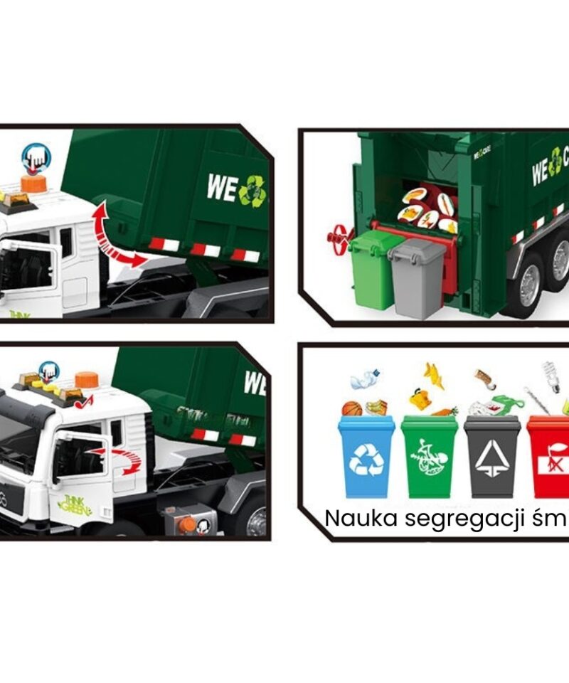 Mängukomplekt värviliste prügikastidega