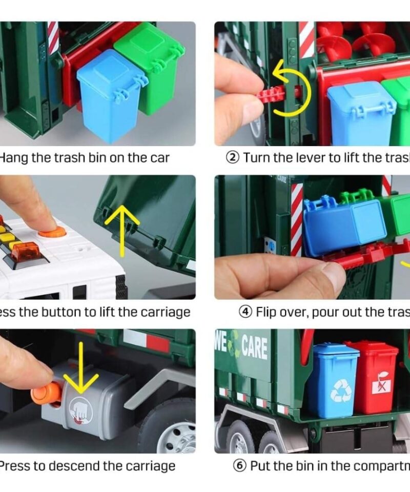 Mängukomplekt värviliste prügikastidega