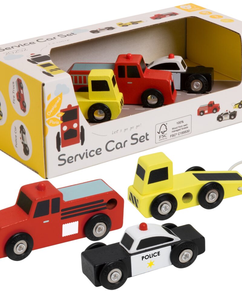 Puidust sõidukite komplekt lastele