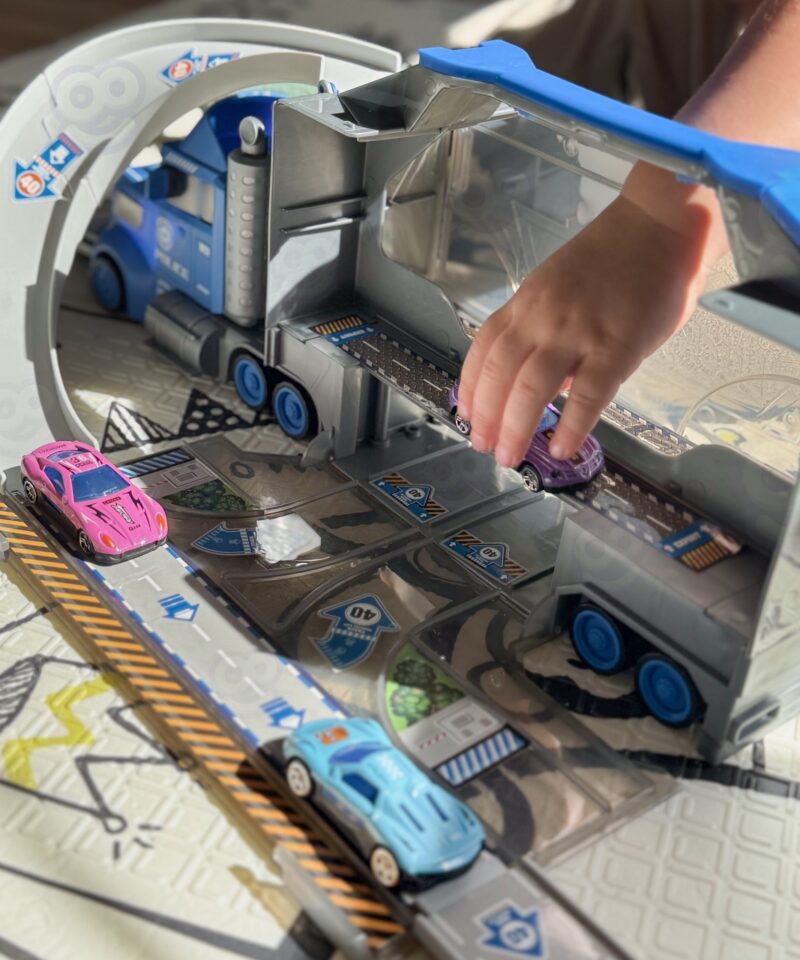 Kvaliteetne mängukomplekt sinise katusega