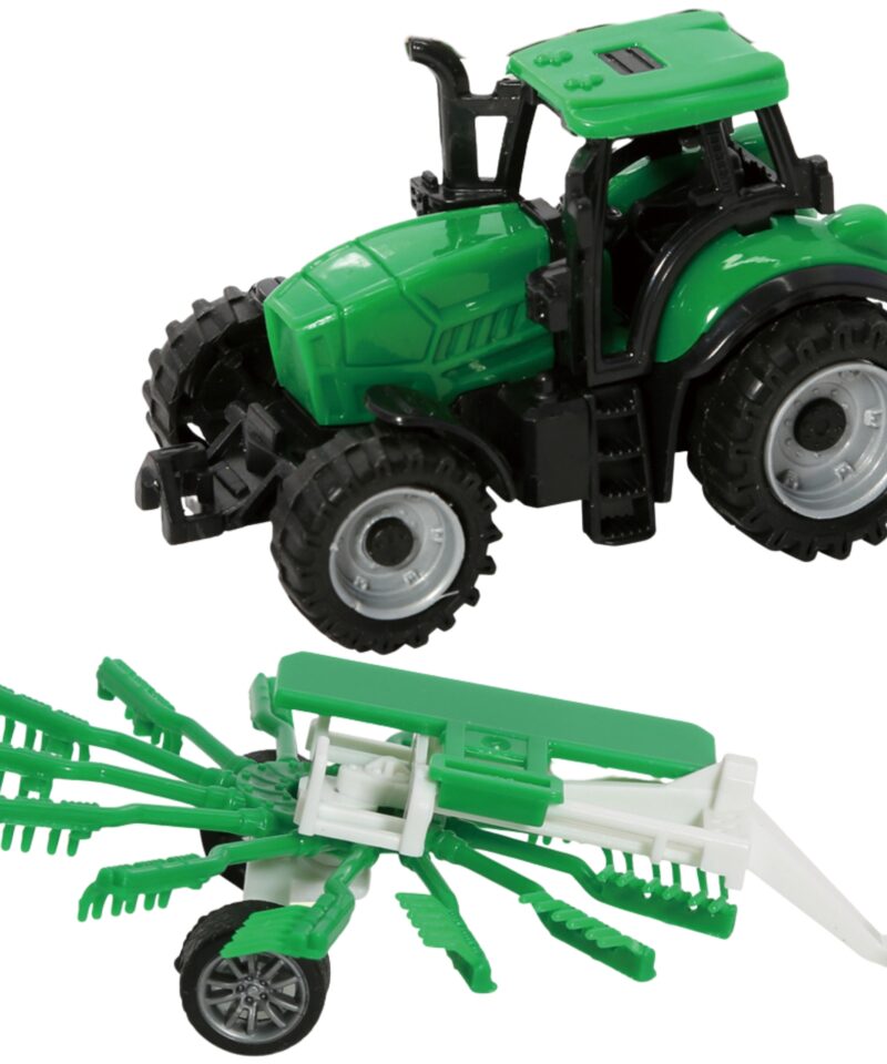 Intensiivse rohelise värviga laste traktor