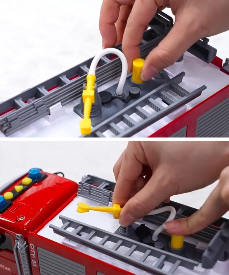 Tuletõrjeauto veepihustiga lastele