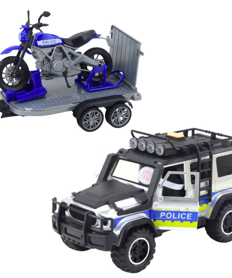 Komplekti kuulub suur SUV ja politseimootorratas