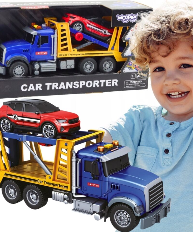 Veokiga autotransportööri mänguasi koos sportautoga