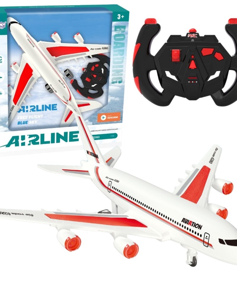 Kaugjuhitav reisilennuki mänguasi valge-punase disainiga