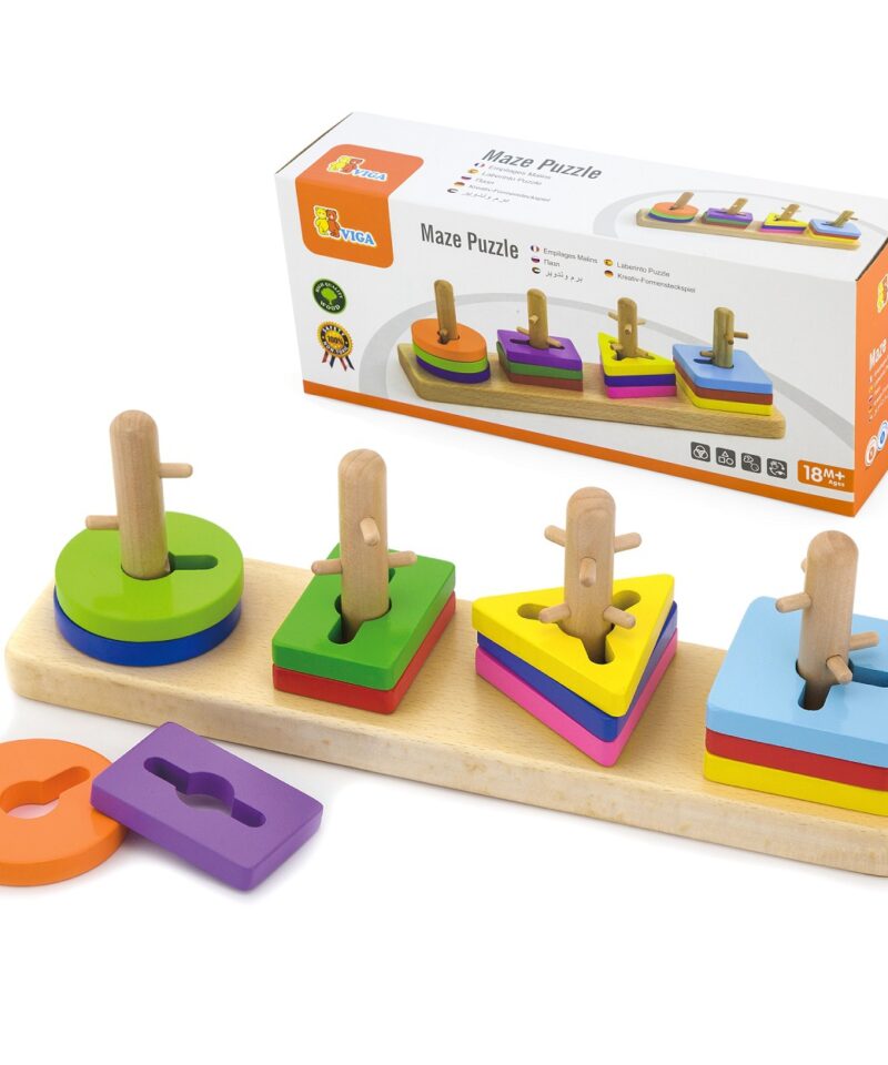 Puidust geomeetriline sorter lastele