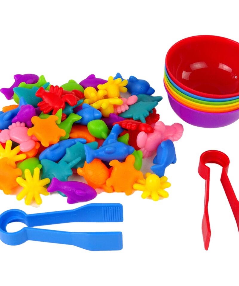 Montessori komplekt kausside ja figuuridega