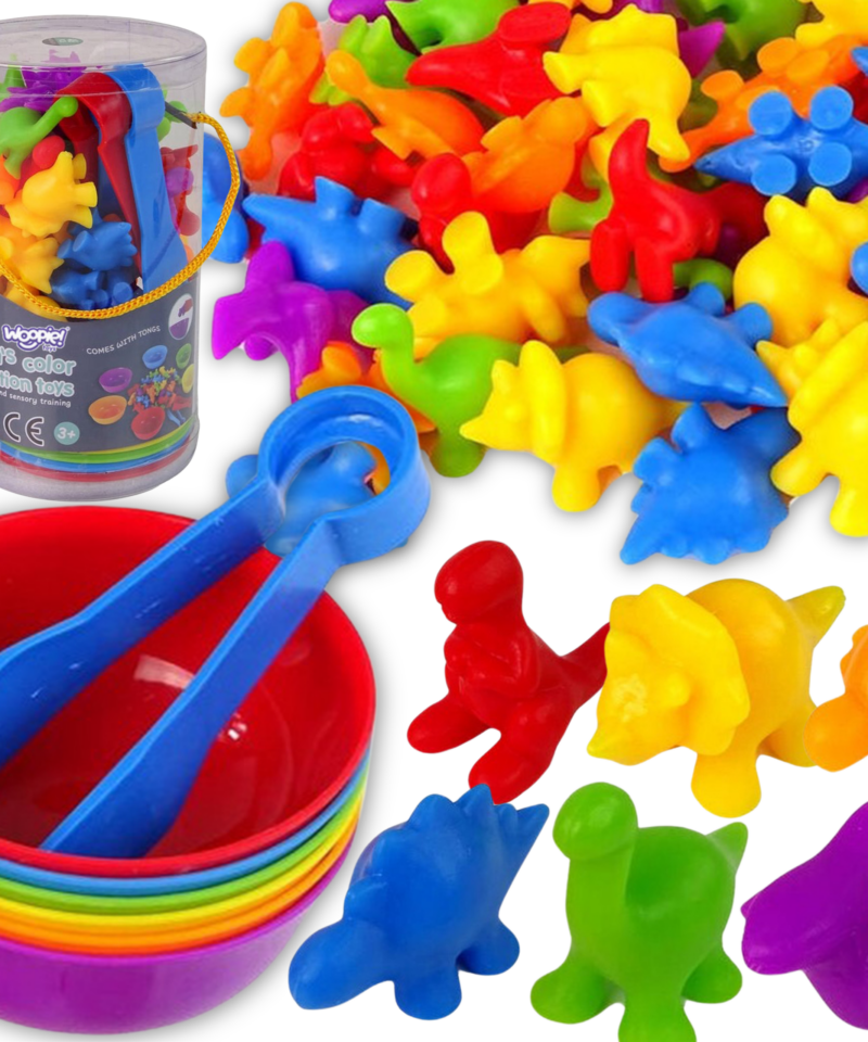 Hariv Dino Sorter Mäng koos värviliste dinosaurusfiguuridega