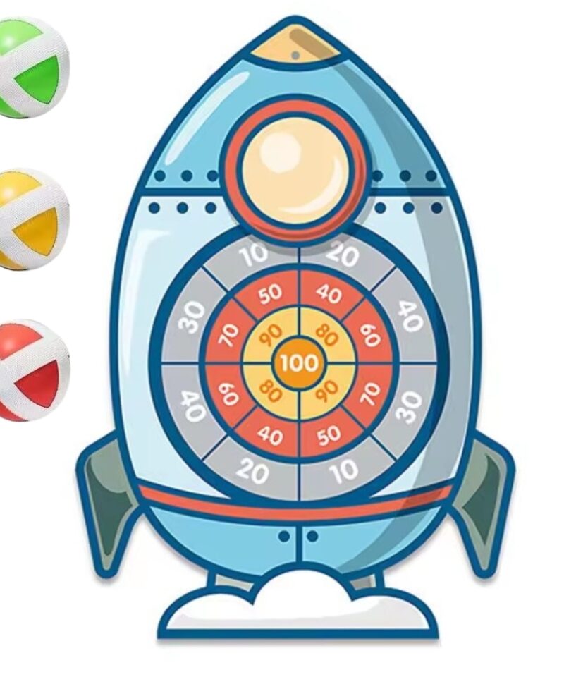 Värviline raketikujuline viskemäng