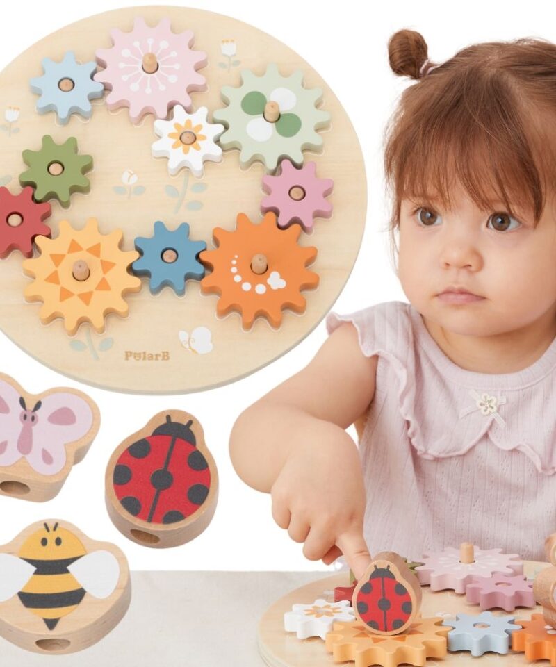 Värvilised puidust hammasrattad lastele