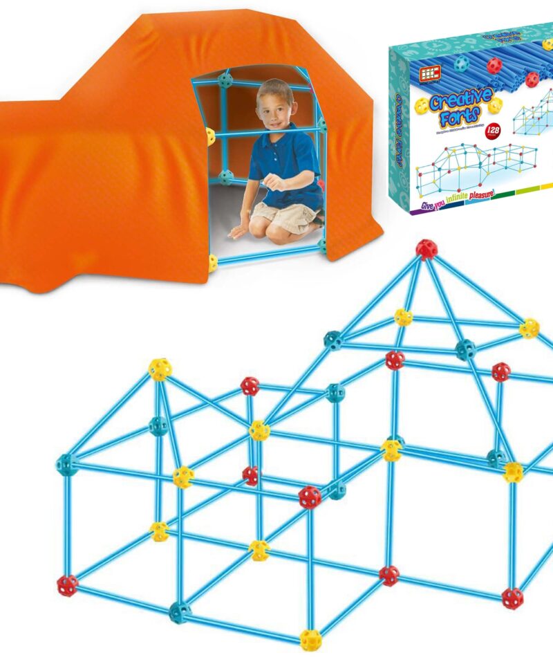 Laste konstruktorkomplekt telgi ehitamiseks koos kangaga