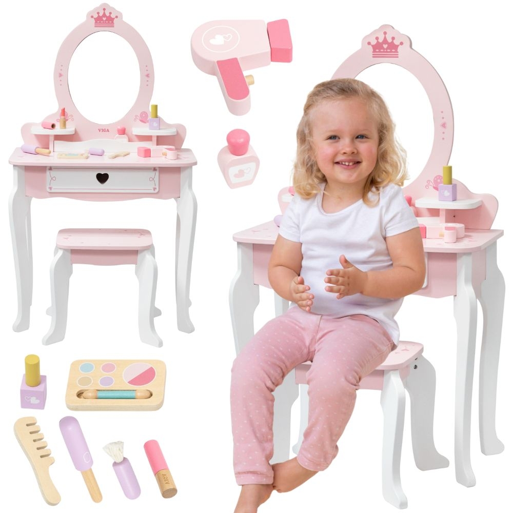 Puidust tualettlaud väikesele printsessile