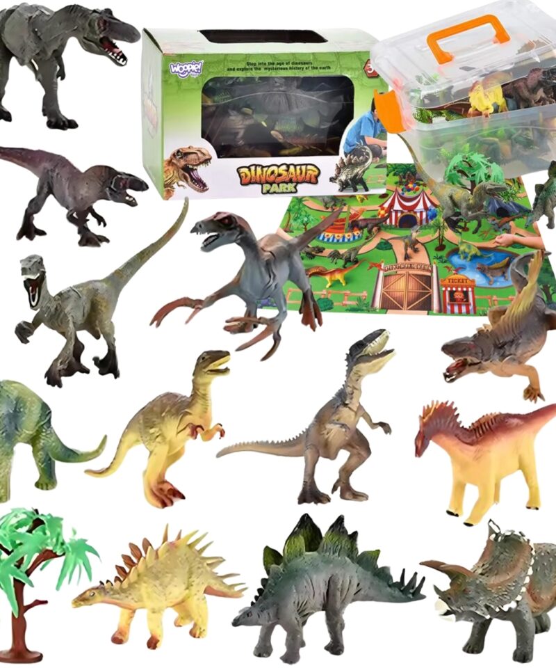 Dinosauruste mängukomplekt koos realistlike figuuridega