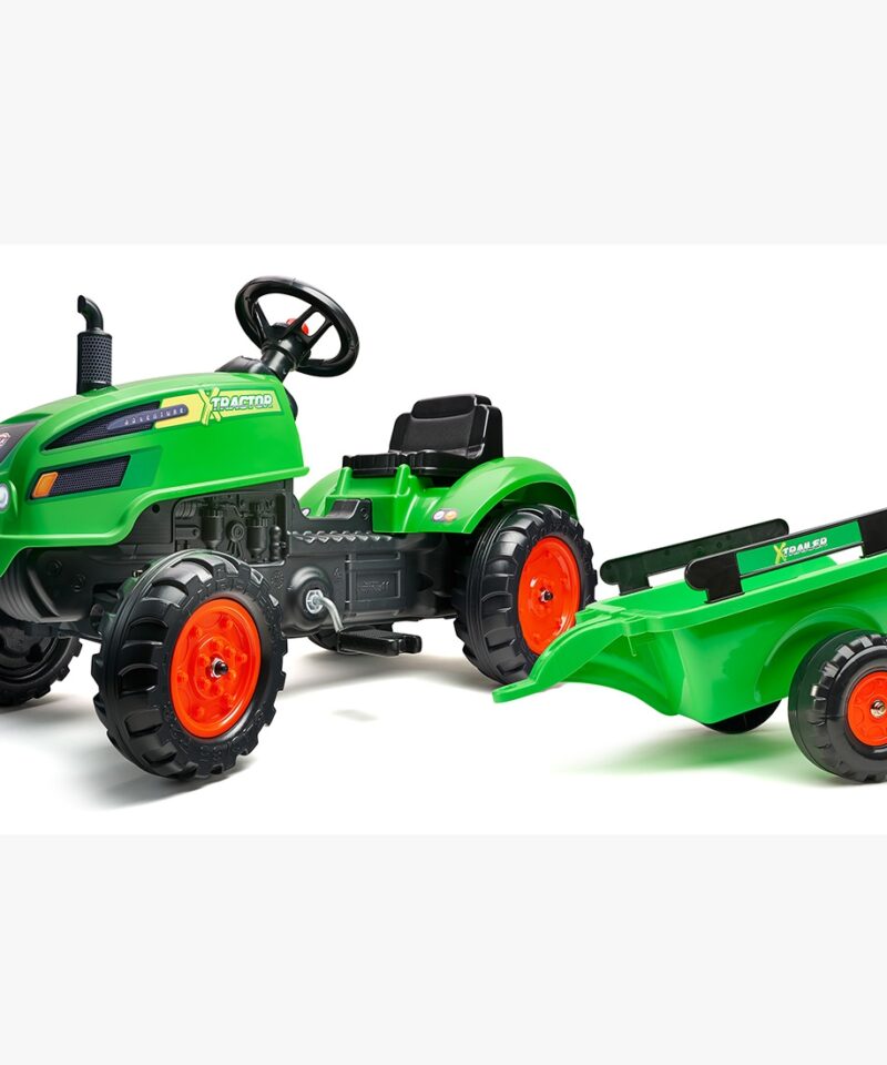 Pedaaltraktor koos eemaldatava järelkäruga