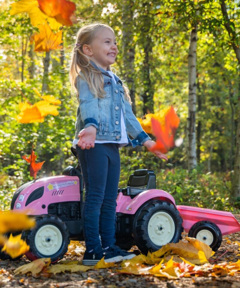 Roosa traktor väikestele traktoristidele