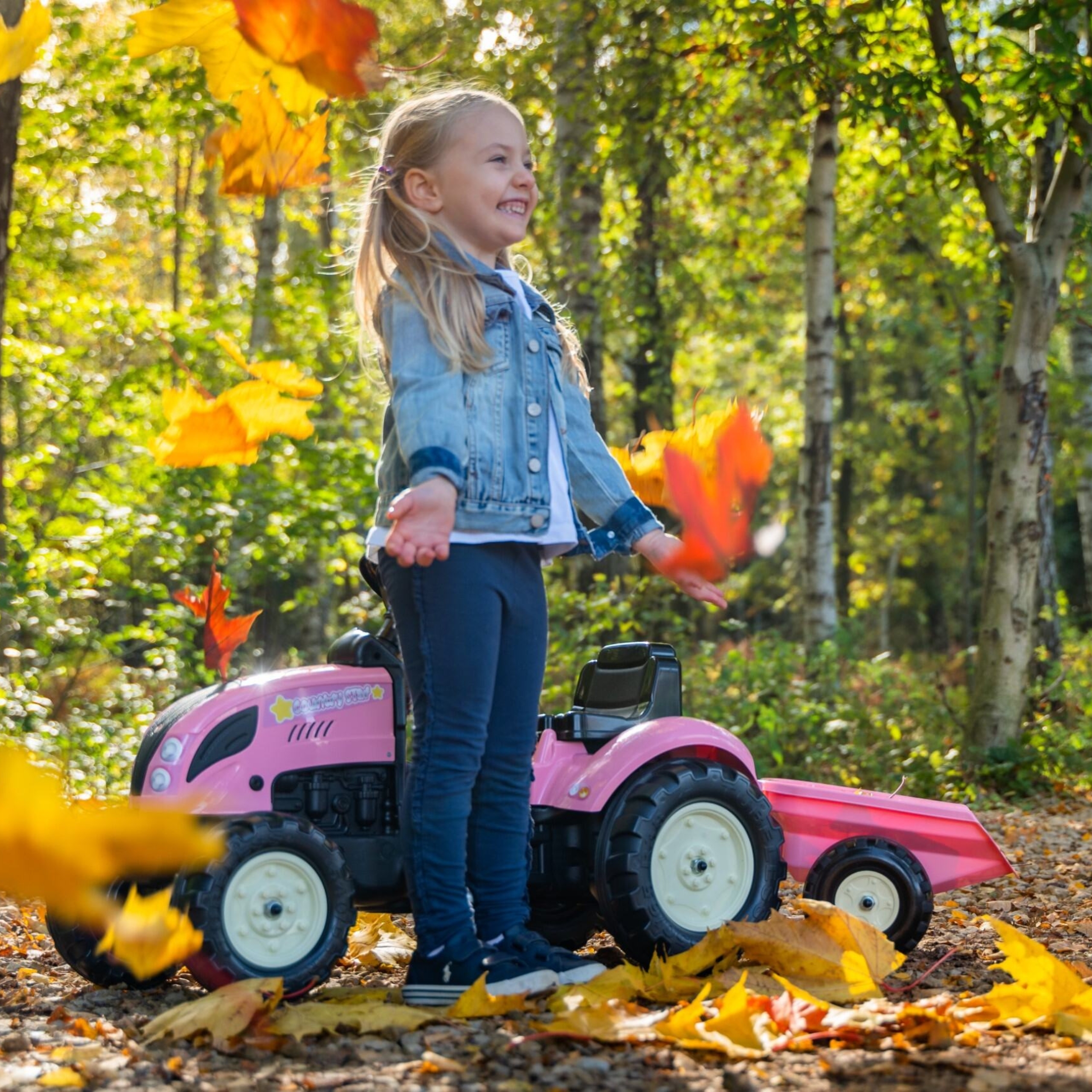 Roosa traktor väikestele traktoristidele