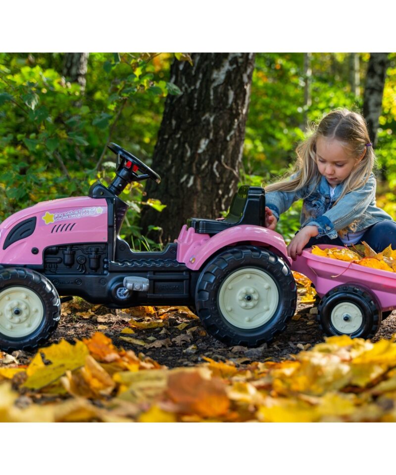 Roosa traktor väikestele traktoristidele