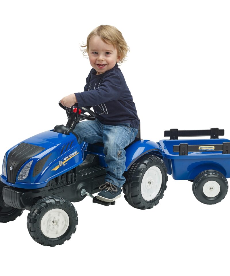 Suur pedaaltraktor lastele koos haagisega