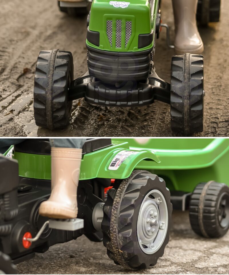 Mugav pedaaltraktor väikesele traktoristile