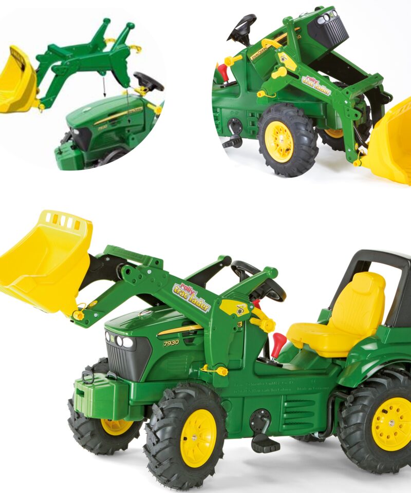 Laste pedaalidega traktor lusikaga õues mängimiseks