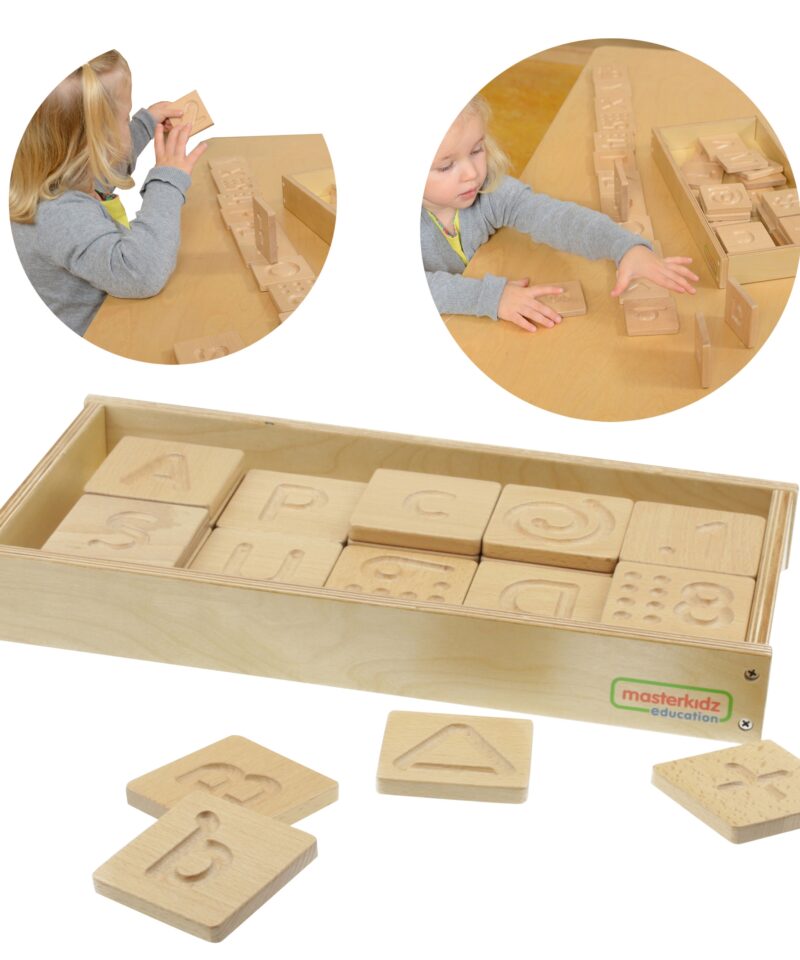 Puuteaistingut arendav puidust mängukomplekt