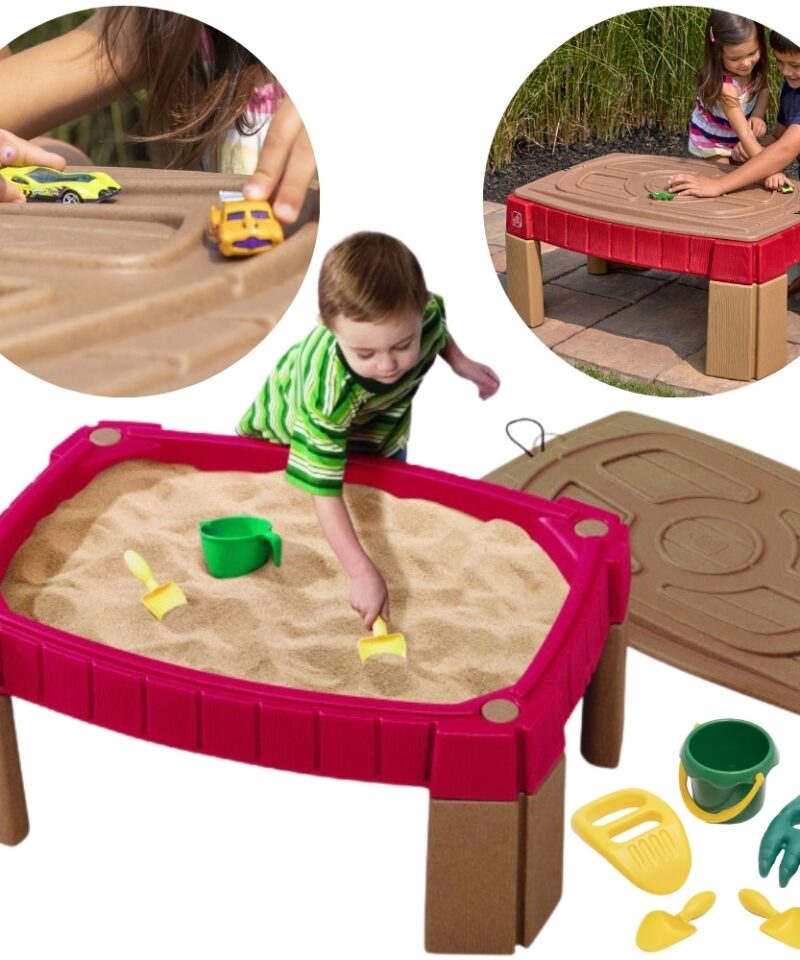 Laste mängulaud liivakastiga ja kaanega