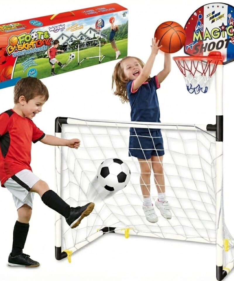 Laste 2-ühes Spordikomplekt koos korvpallikorviga