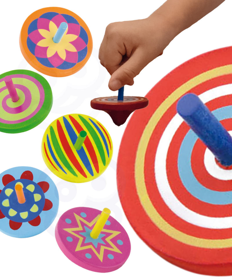 Värviline puidust vurr mängimiseks