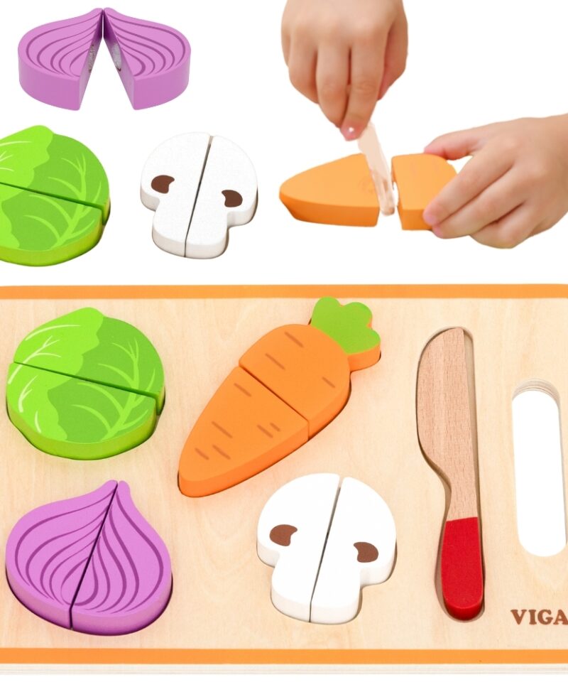Puidust köögiviljade lõikemäng lastele