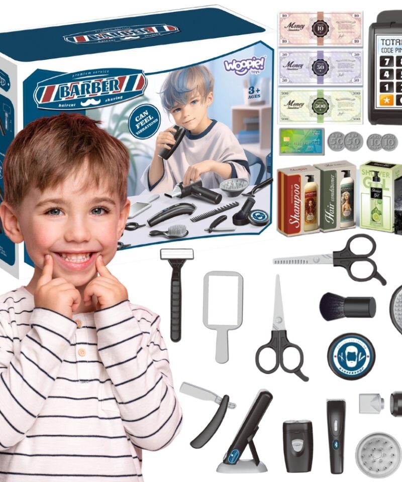 Laste juuksurisalongi mängukomplekt koos tarvikutega
