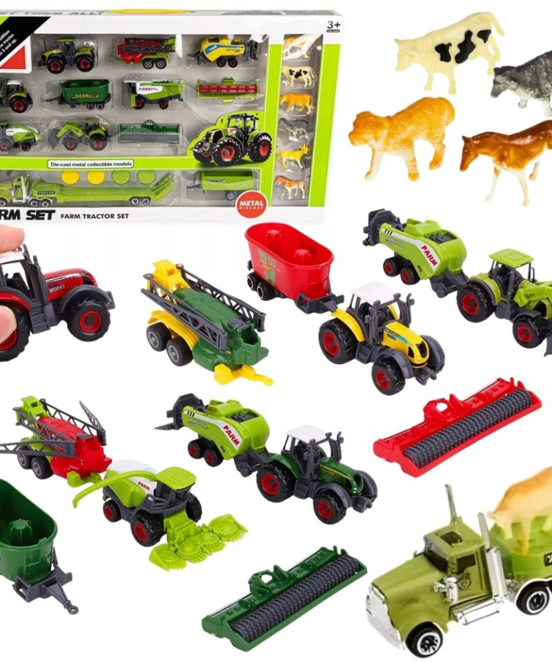 Laste traktorite ja loomade komplekt mängimiseks