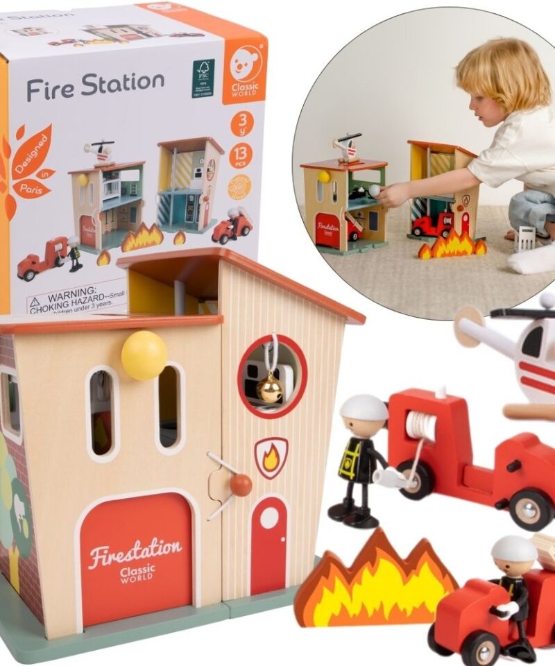 Puidust Tuletõrjedepoo Mängukomplekt