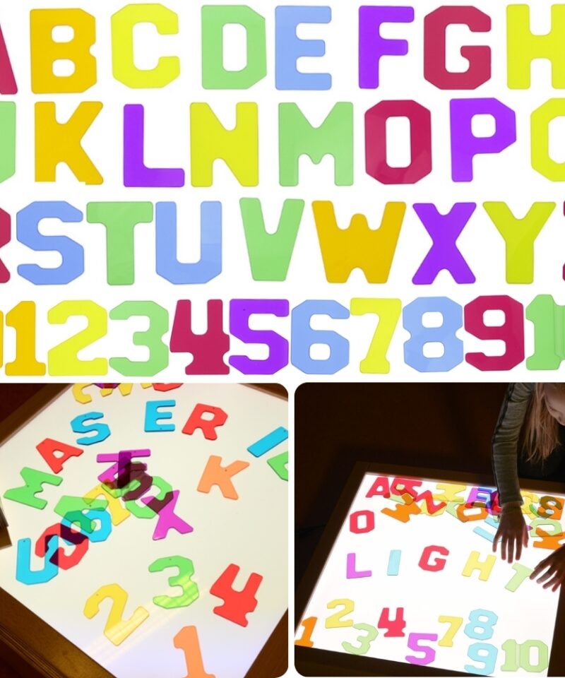 Läbipaistvad tähed ja numbrid mängimiseks