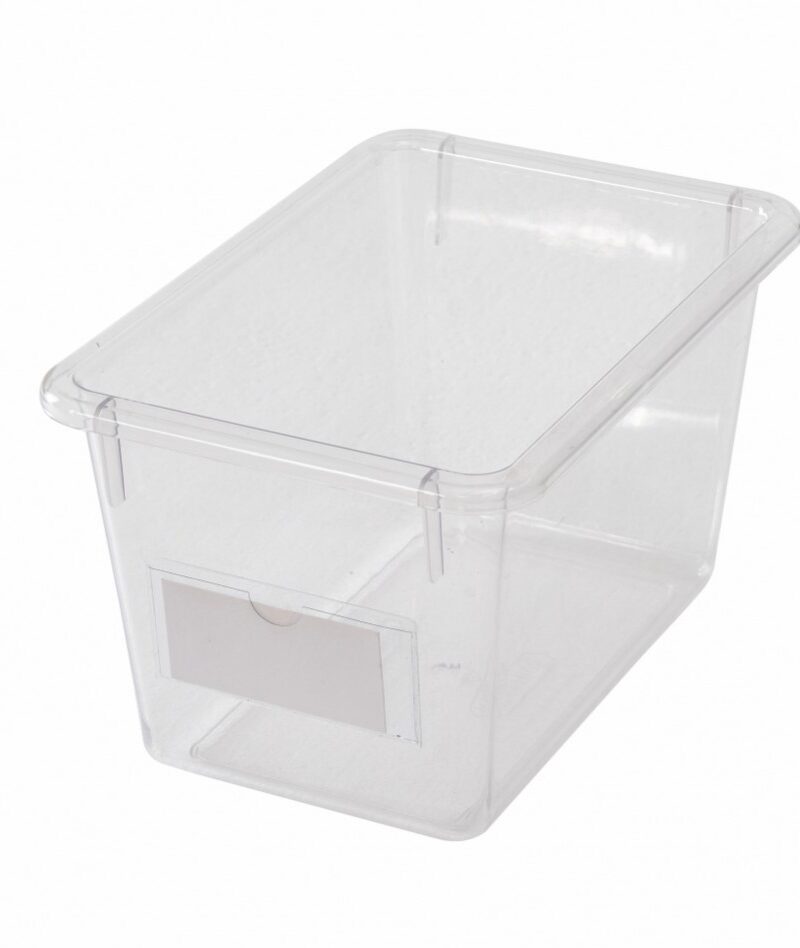 Läbipaistvad akrüülmahutid mänguasjadele riiulis