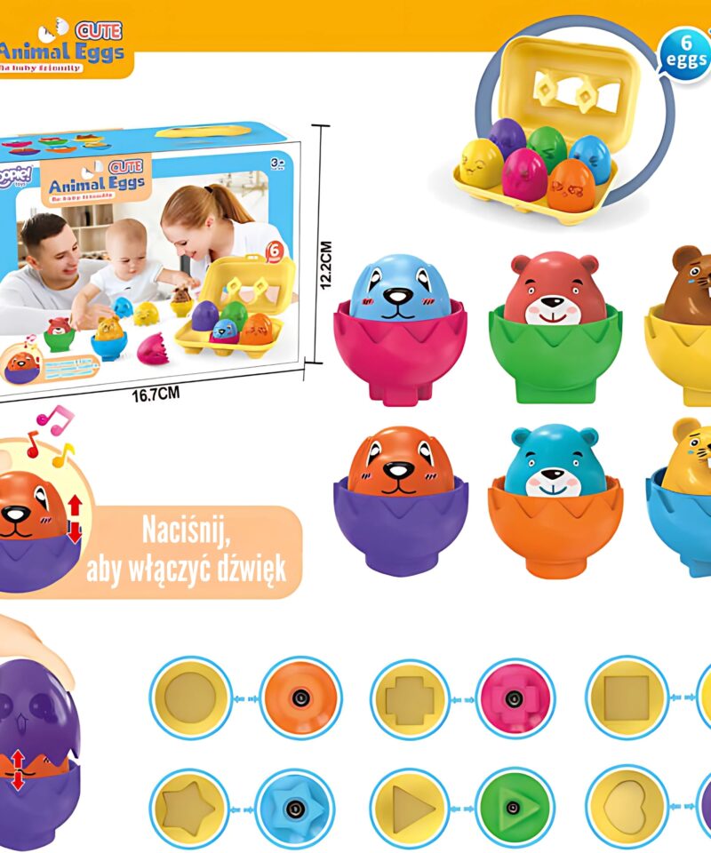 Kuus värvilist loomamuna mänguks