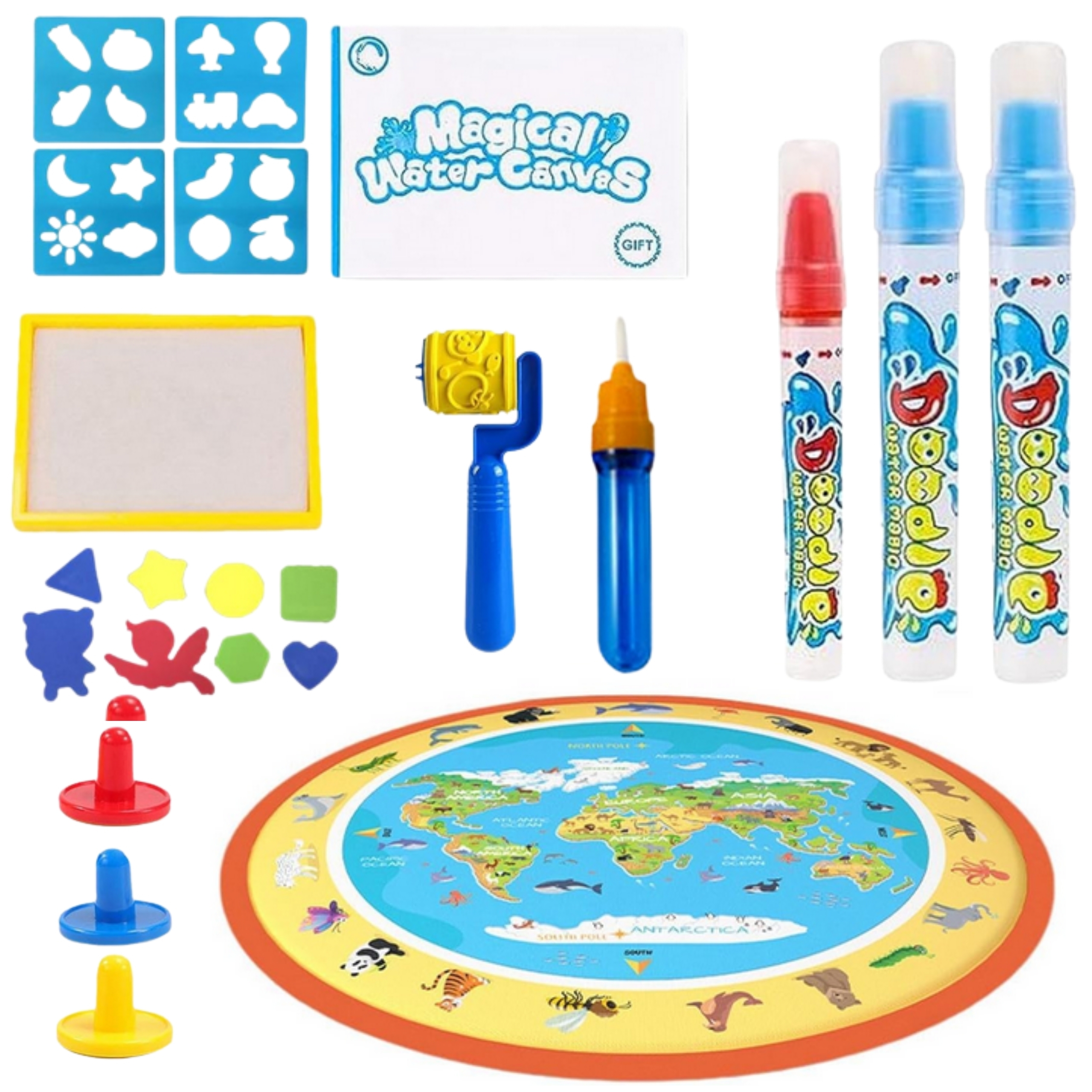 Lapsed joonistavad veemattidel