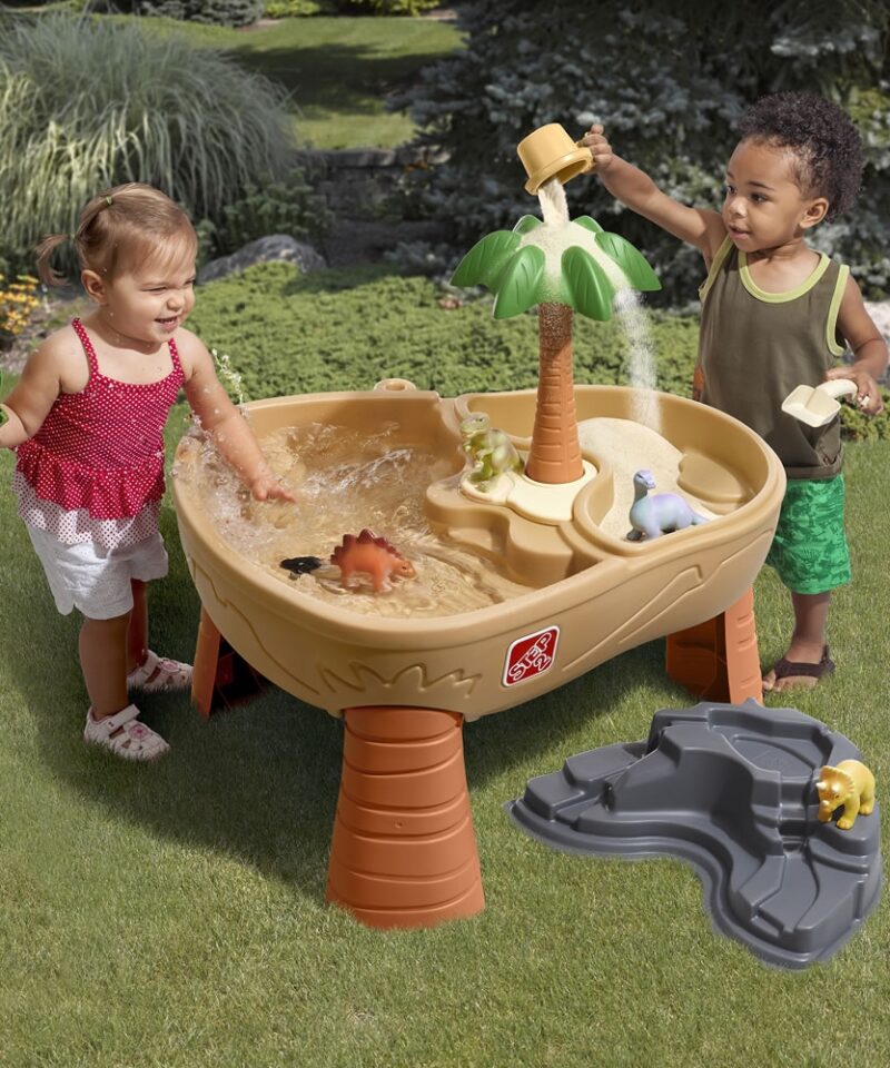 Kahekambriline dinosauruste vesilaud ja liivakast