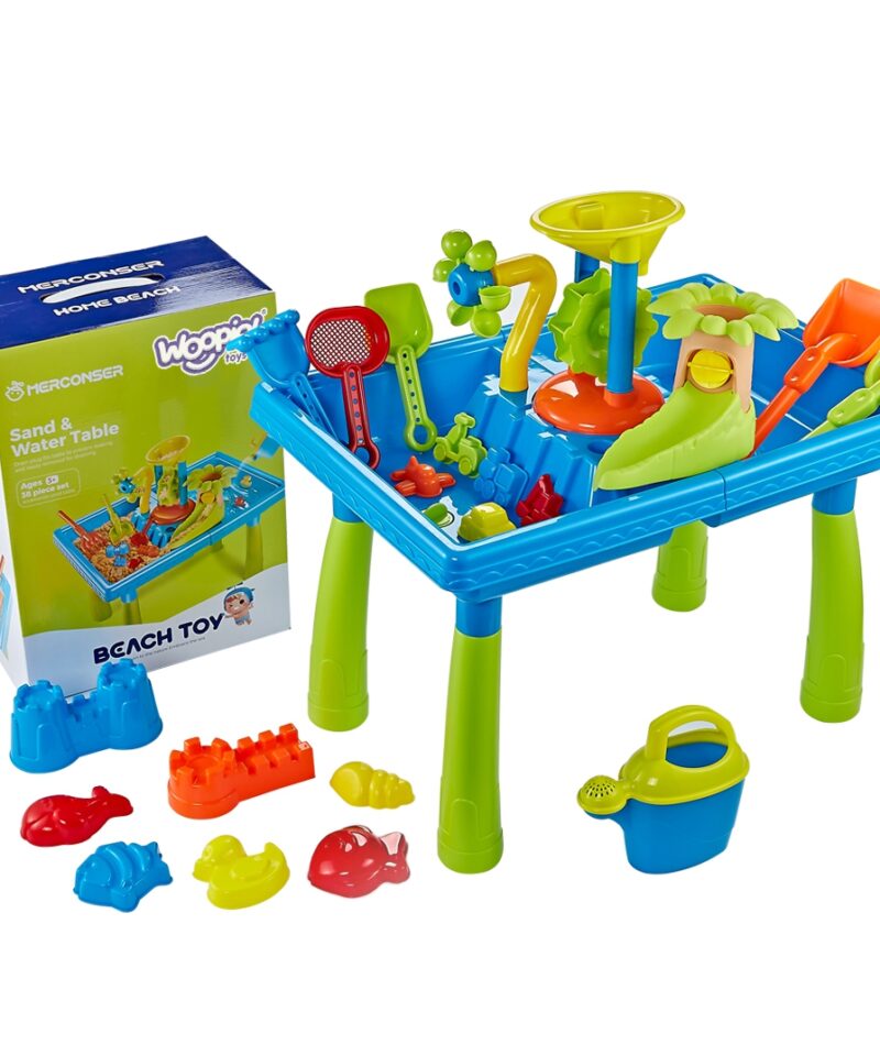 Laste veelaud ja liivakast koos tarvikutega