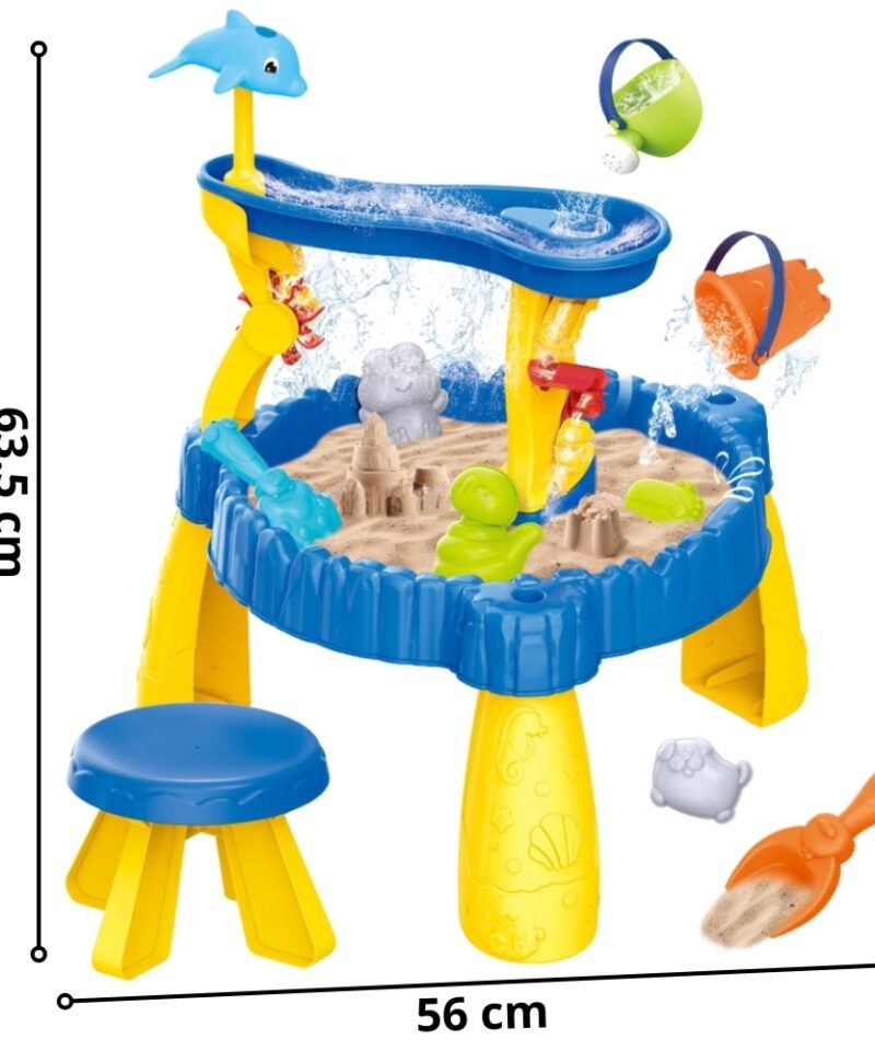 Veemängulaud koos delfiini purskkaevuga