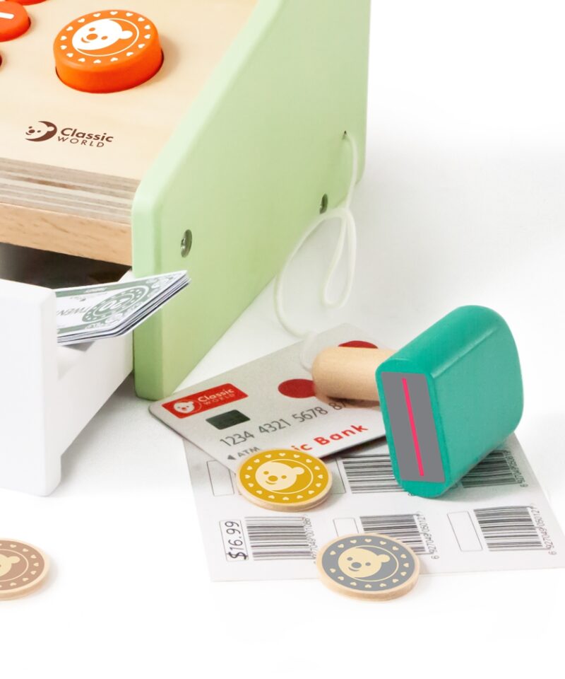 Klassikaline mängukassa pastelse värvigammaga