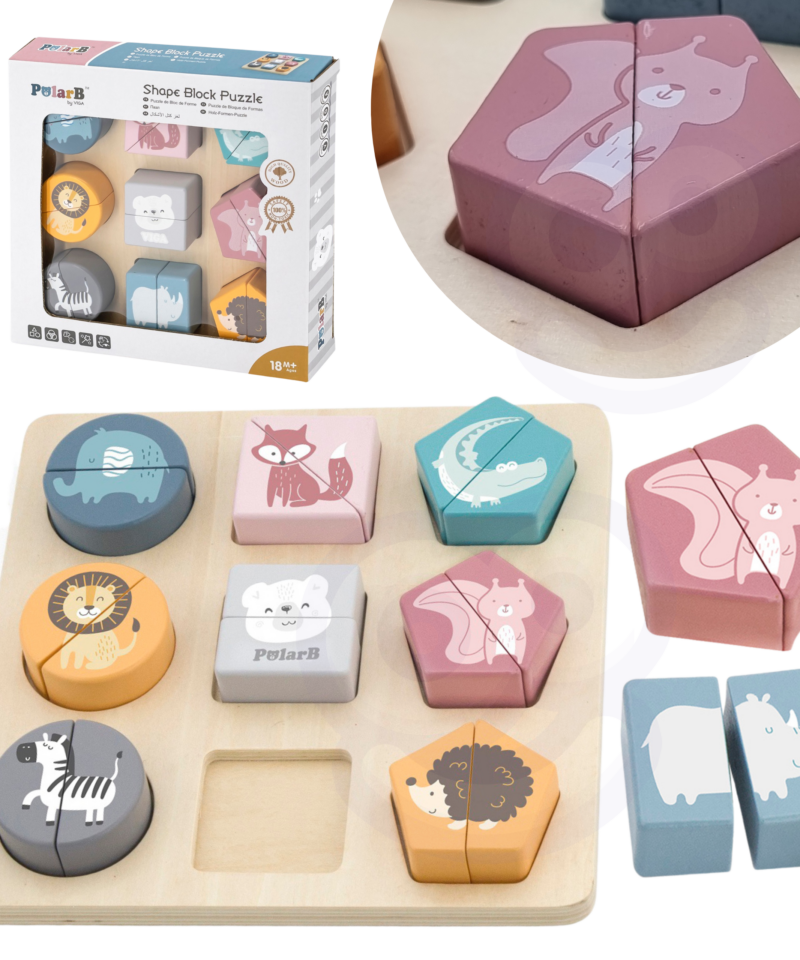 Loomapiltidega puidust puslekomplekt lastele