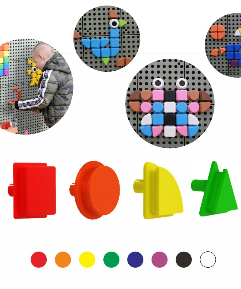 Geomeetrilised mänguelemendid värvilises komplektis