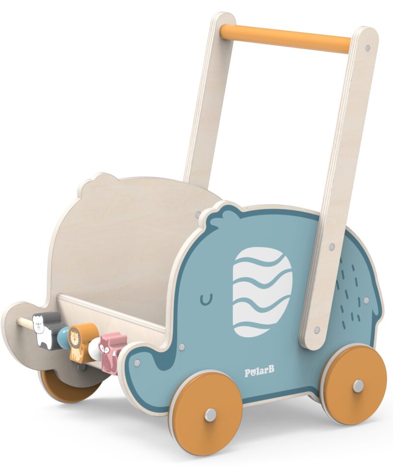 Puidust jalutuskäru ja käimistugi lapsele