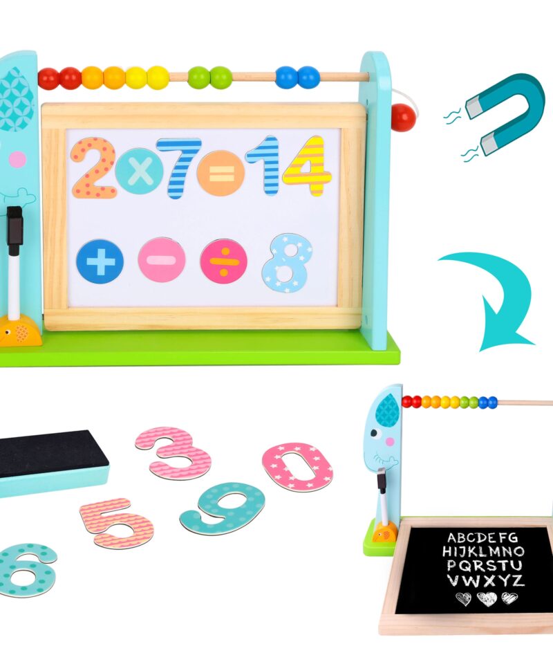 Kahepoolne puidust tahvel lastele kriiditahvliga