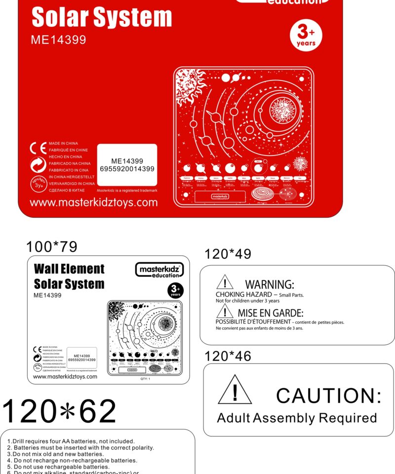 Päikesesüsteemi õppelaud koos planeetide nimedega